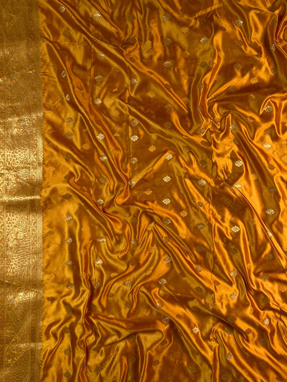 Golden Mustard Banarasi Silk Saree for Women