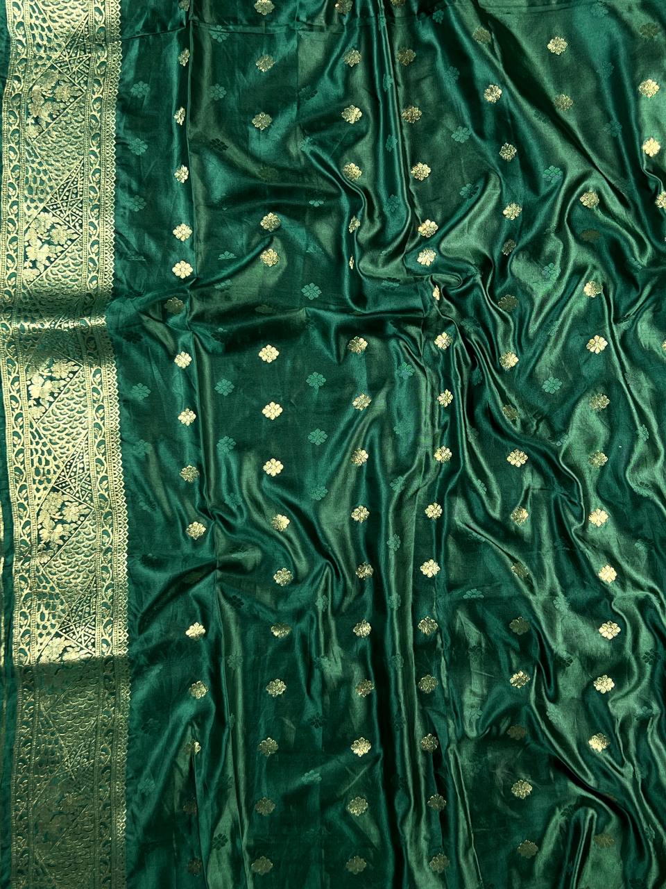 Emerald Green Banarasi Silk Saree For Women