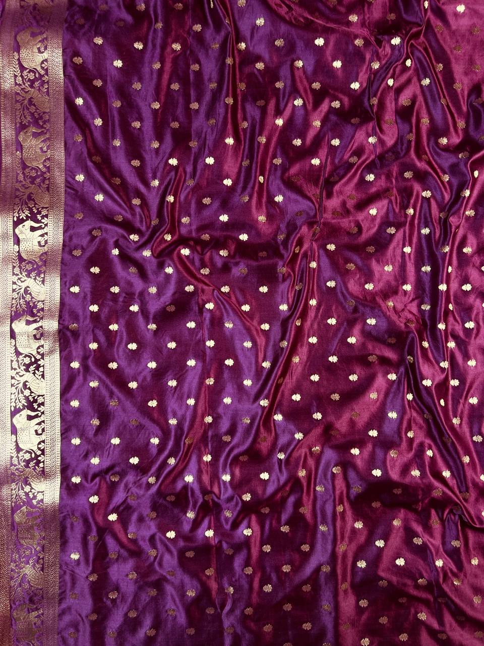 Wine Purple Banarasi Silk Saree For Women