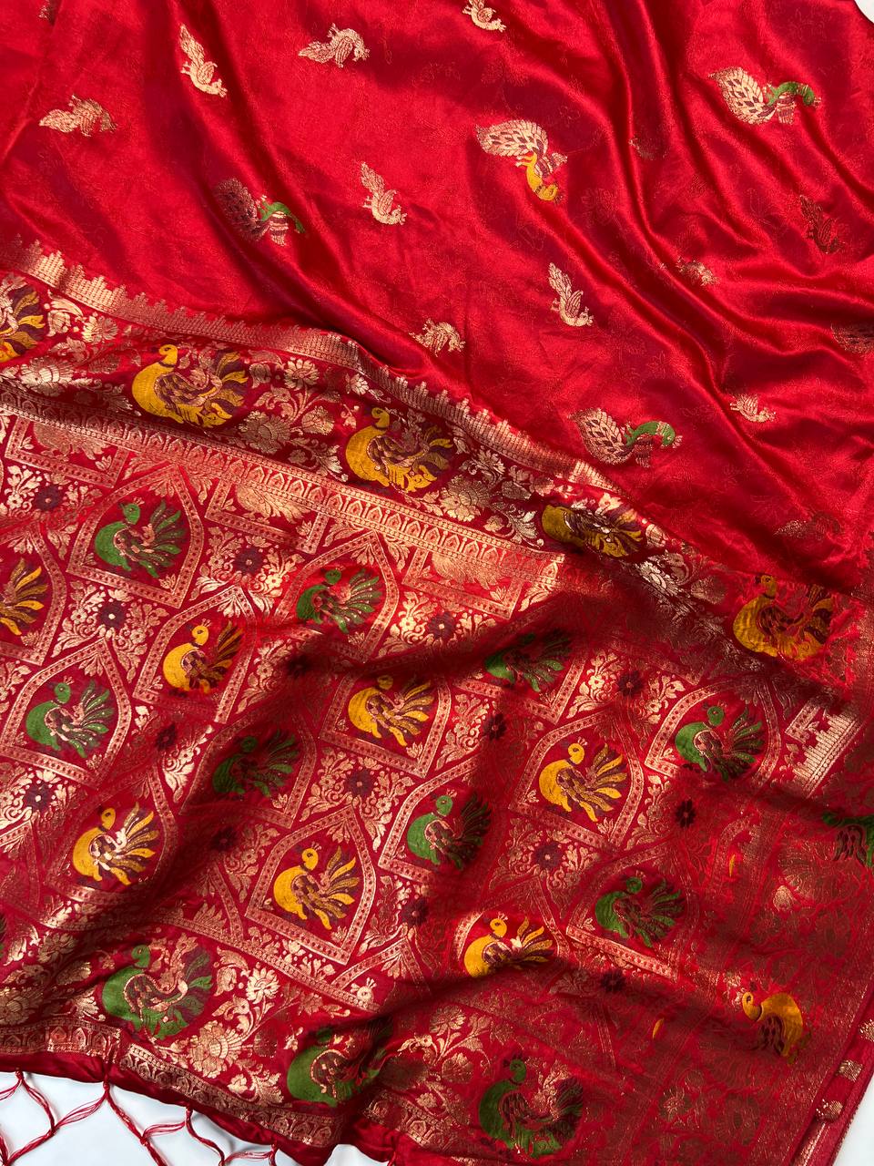Bridal Red Banarasi Silk Saree for Women